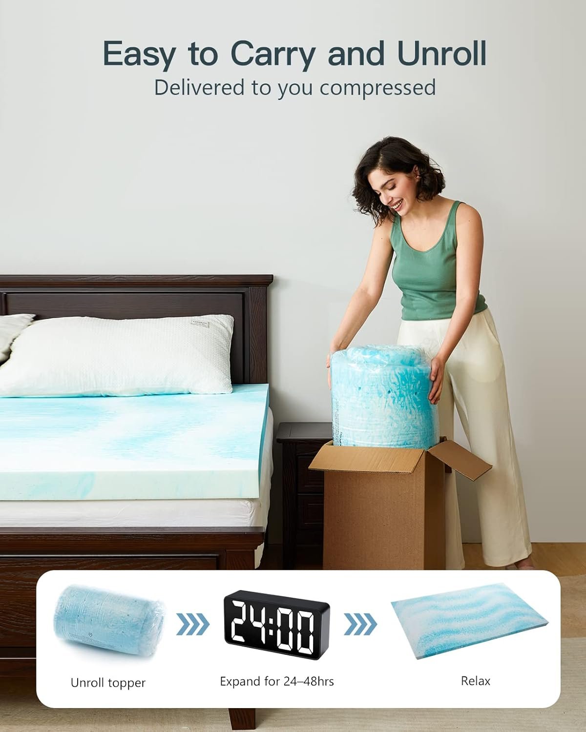 1729132161 969 PERLECARE 3 Inch Queen Memory Foam Mattress Topper – Cooling Gel Infused