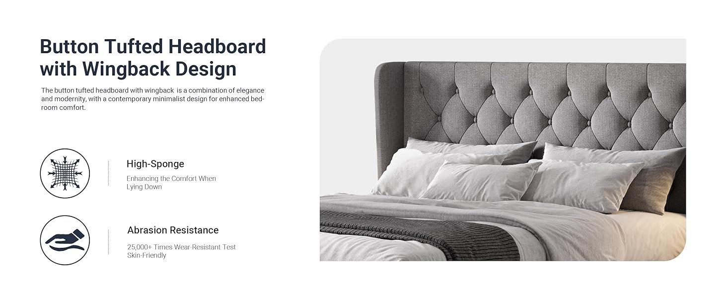 Button Tufted Headboard with Wingback Design