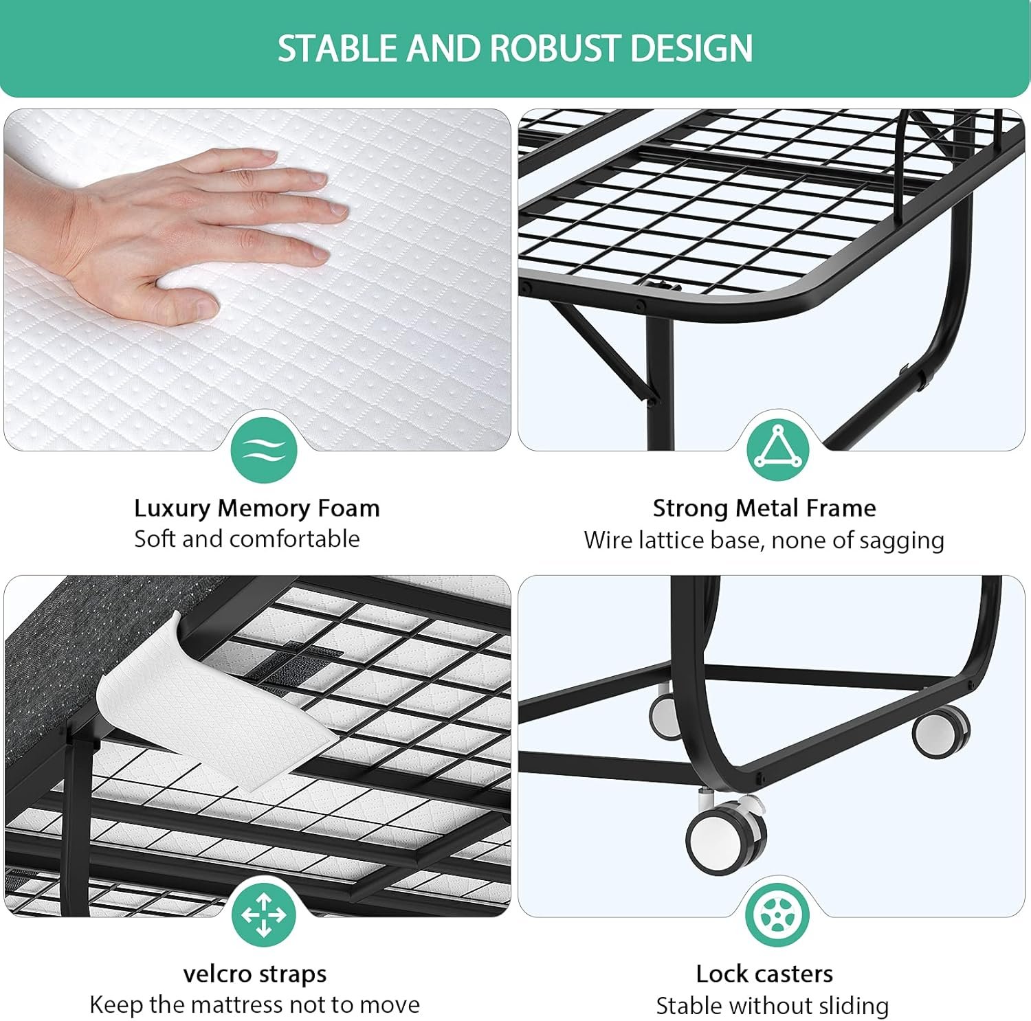 1729180547 110 Foxemart Portable Folding Bed with Luxurious 5 Inch Memory Foam Mattress
