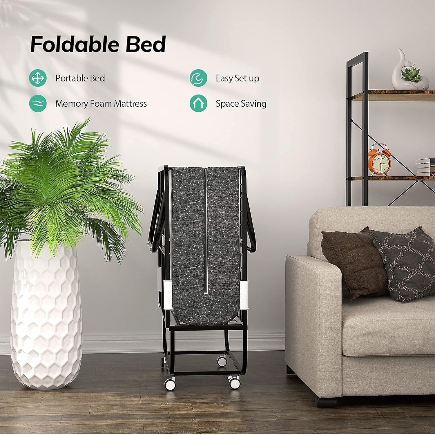 1729180547 448 Foxemart Portable Folding Bed with Luxurious 5 Inch Memory Foam Mattress