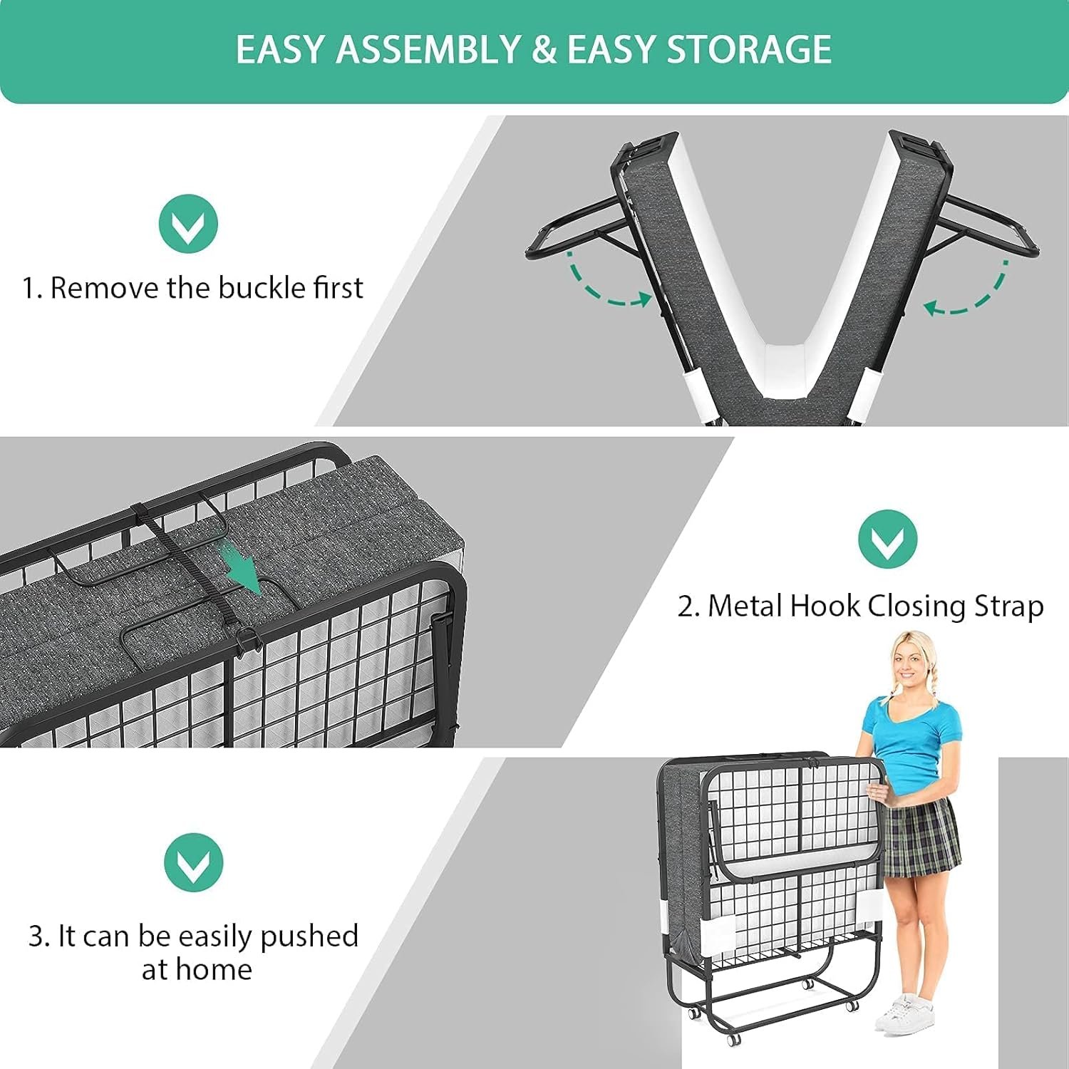 1729180547 714 Foxemart Portable Folding Bed with Luxurious 5 Inch Memory Foam Mattress