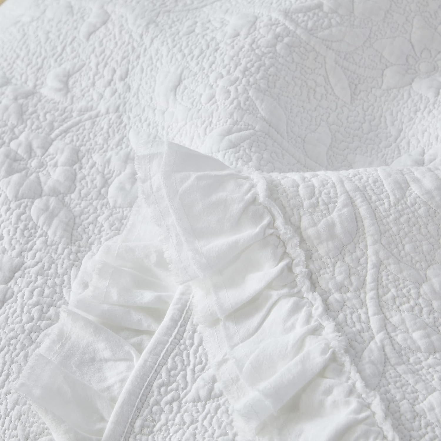 1729187893 554 Brandream Queen Size White Quilt Set Cotton Farmhouse