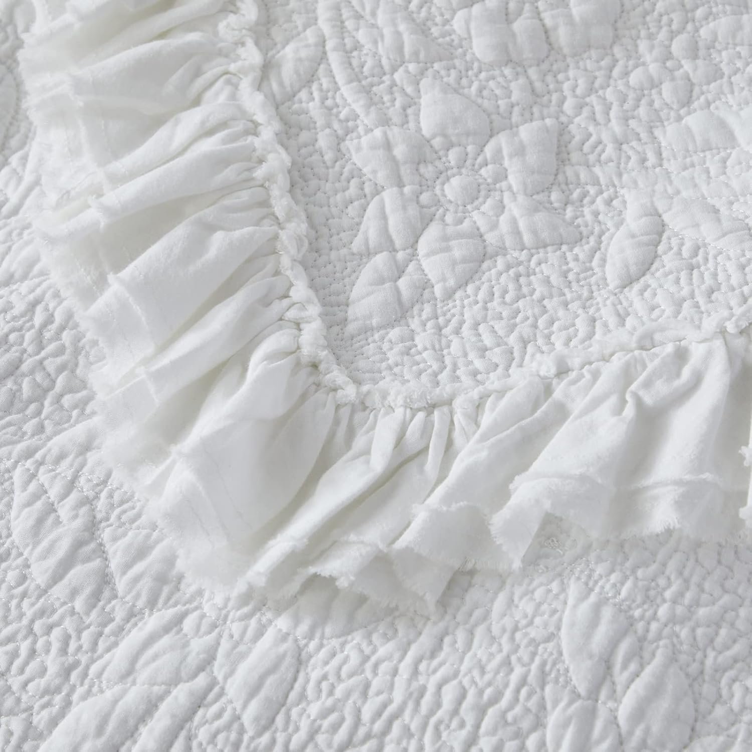1729187893 57 Brandream Queen Size White Quilt Set Cotton Farmhouse