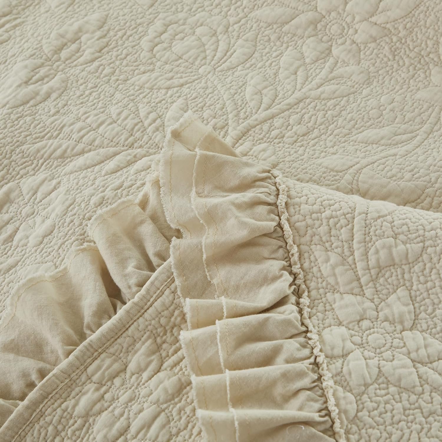 1729195262 776 Brandream King Size Cotton Quilt Set Beige Luxury Matelasse