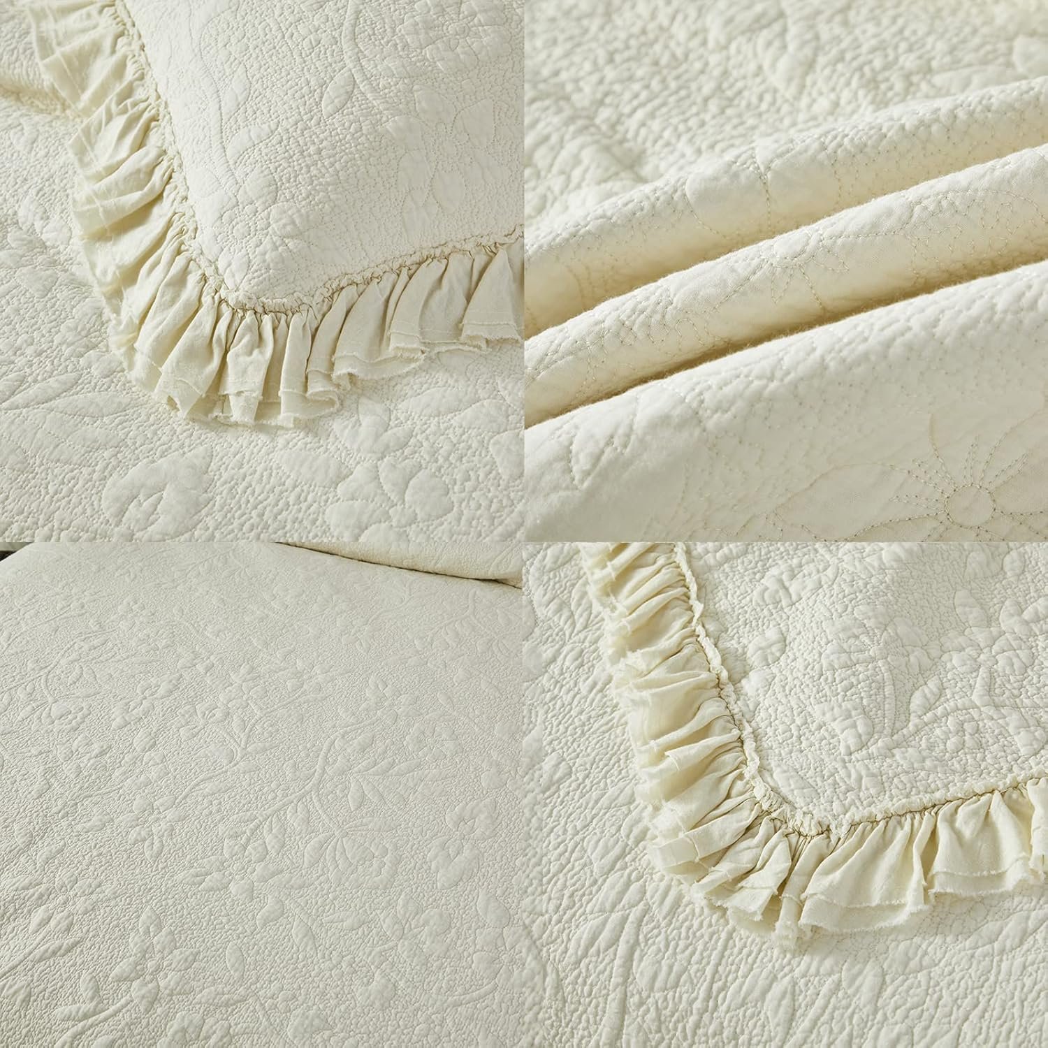 1729202620 972 Brandream King Size Quilt Set Cream and Yellow Shabby