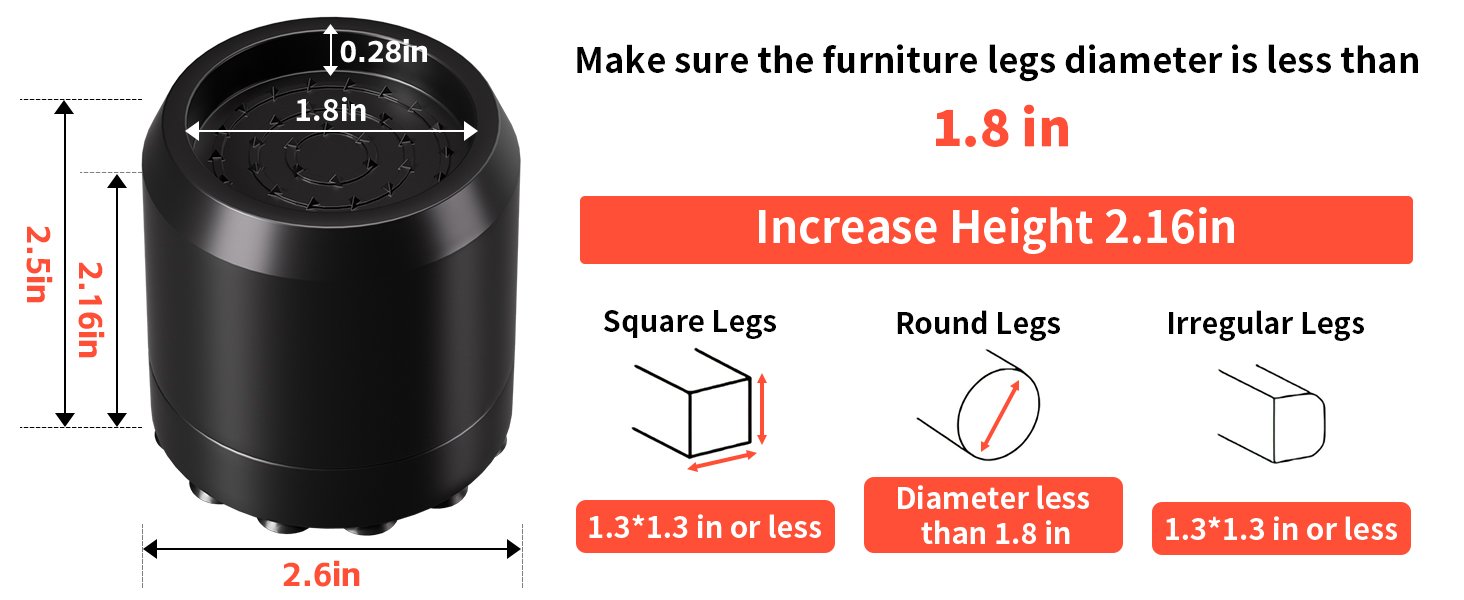 bed risers 2 inch round