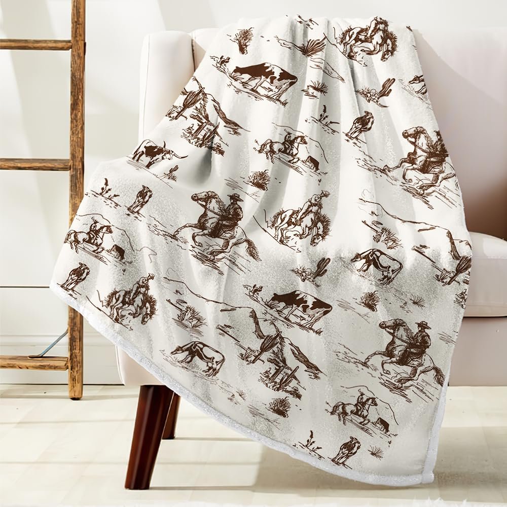Western Cowboy Throw Blanket: Cozy Fleece Flannel Decor Featuring Wild West Horses, Desert Cacti, and Farmhouse American West Themes for Your Bedroom and Living Room 3 1729217282 442 Western Cowboy Throw Blanket Cozy Fleece Flannel Decor Featuring Wild