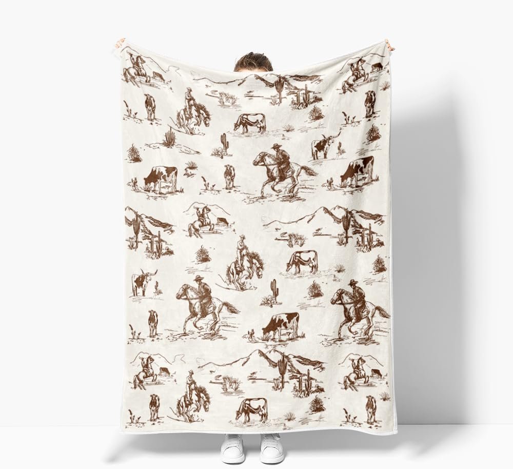 Western Cowboy Throw Blanket: Cozy Fleece Flannel Decor Featuring Wild West Horses, Desert Cacti, and Farmhouse American West Themes for Your Bedroom and Living Room 4 1729217282 591 Western Cowboy Throw Blanket Cozy Fleece Flannel Decor Featuring Wild