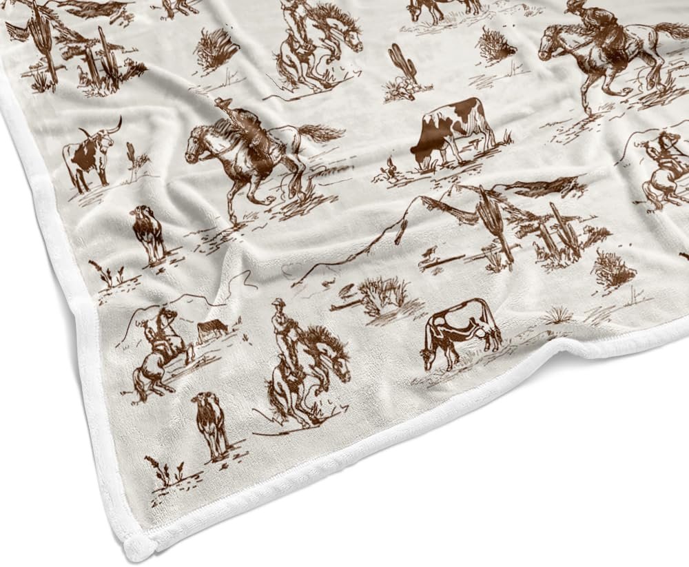 Western Cowboy Throw Blanket: Cozy Fleece Flannel Decor Featuring Wild West Horses, Desert Cacti, and Farmhouse American West Themes for Your Bedroom and Living Room 5 1729217282 791 Western Cowboy Throw Blanket Cozy Fleece Flannel Decor Featuring Wild