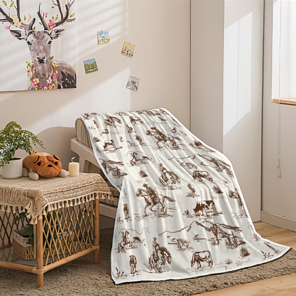 Western Cowboy Throw Blanket: Cozy Fleece Flannel Decor Featuring Wild West Horses, Desert Cacti, and Farmhouse American West Themes for Your Bedroom and Living Room 2 1729217282 974 Western Cowboy Throw Blanket Cozy Fleece Flannel Decor Featuring Wild