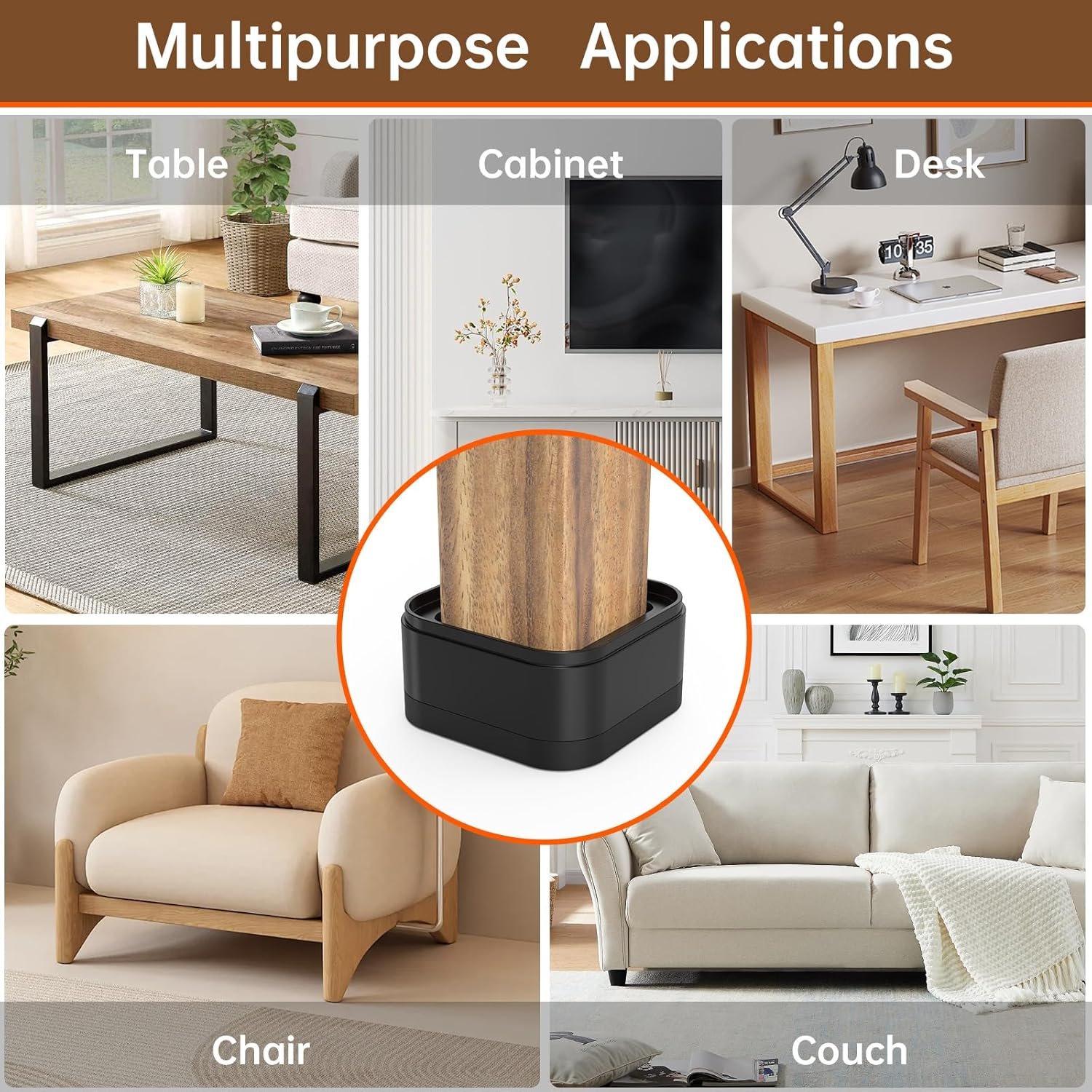 20-Pack Adjustable Furniture Risers - 1.38" Bed and Desk Leg Elevators for Tables, Chairs, Sofas, Beds, and Cabinets 5 1729231849 39 20 Pack Adjustable Furniture Risers 138 Bed and Desk Leg