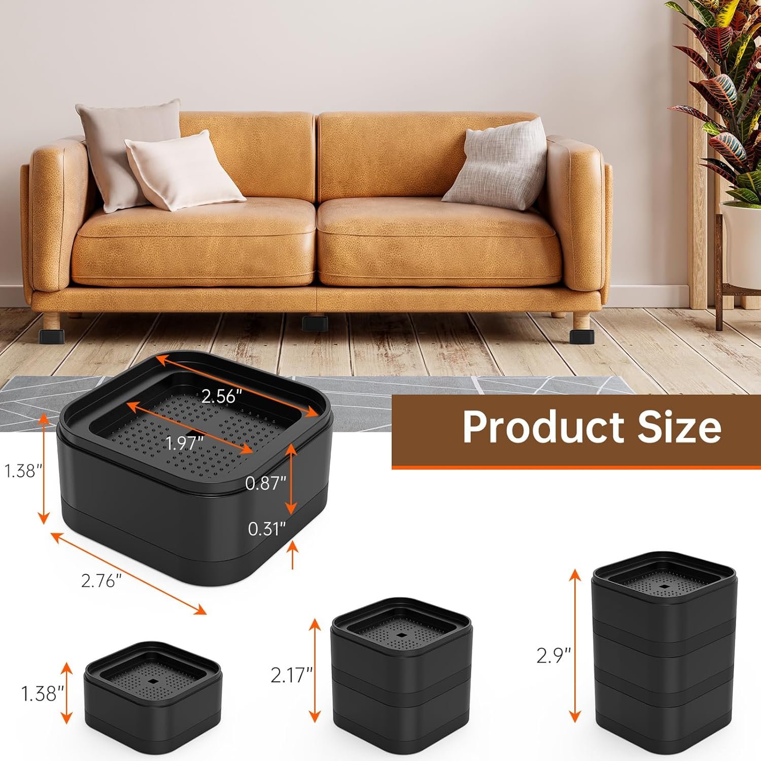 20-Pack Adjustable Furniture Risers - 1.38" Bed and Desk Leg Elevators for Tables, Chairs, Sofas, Beds, and Cabinets 2 1729231849 847 20 Pack Adjustable Furniture Risers 138 Bed and Desk Leg
