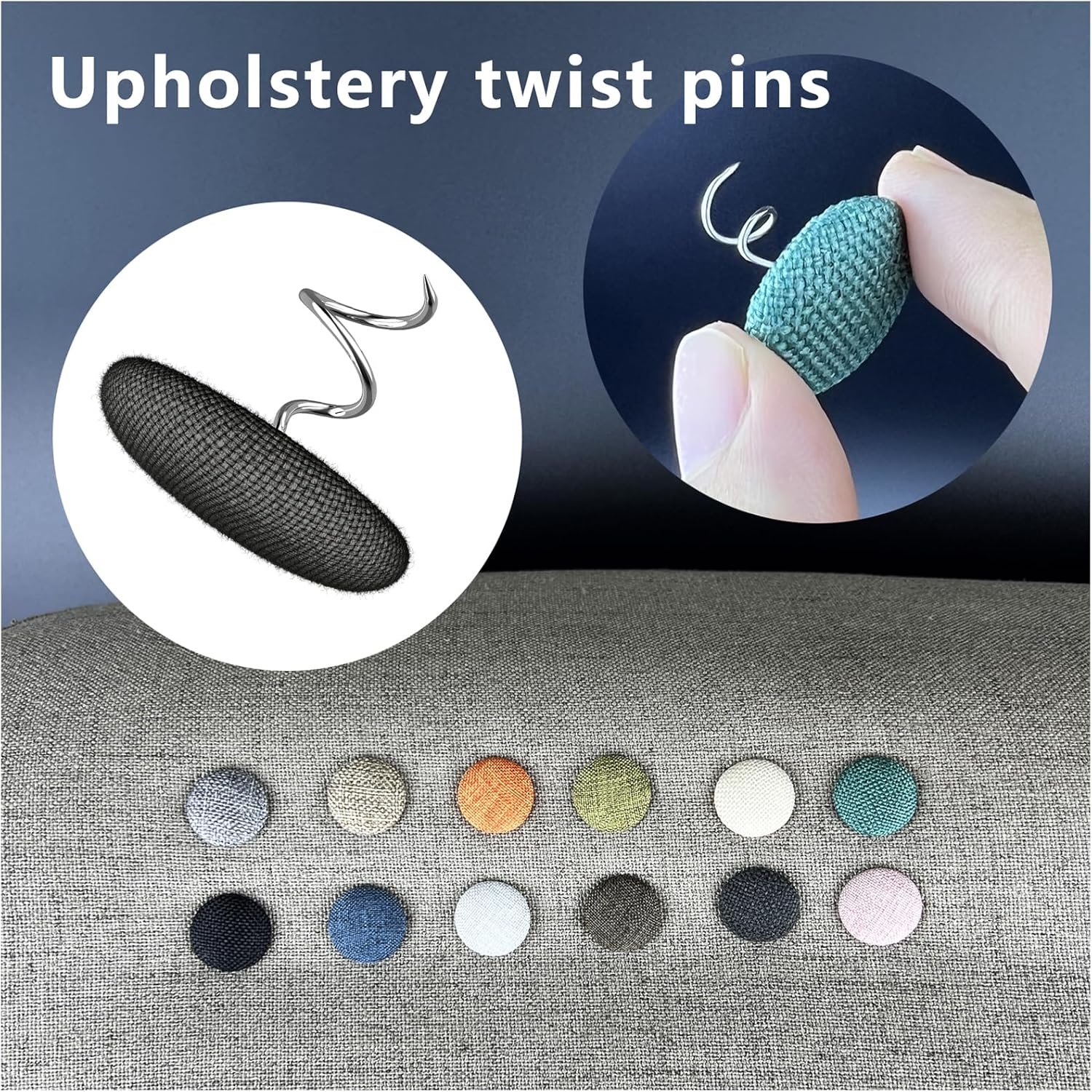 20 Piece Upholstery Tack Set: Fabric-Covered Button Twist Pins for Sofas, Armchairs, Armrest Covers, Bed Skirts, Slipcovers, and Headliner Furniture (Light Grey) 6 1729239492 326 20 Piece Upholstery Tack Set Fabric Covered Button Twist Pins for