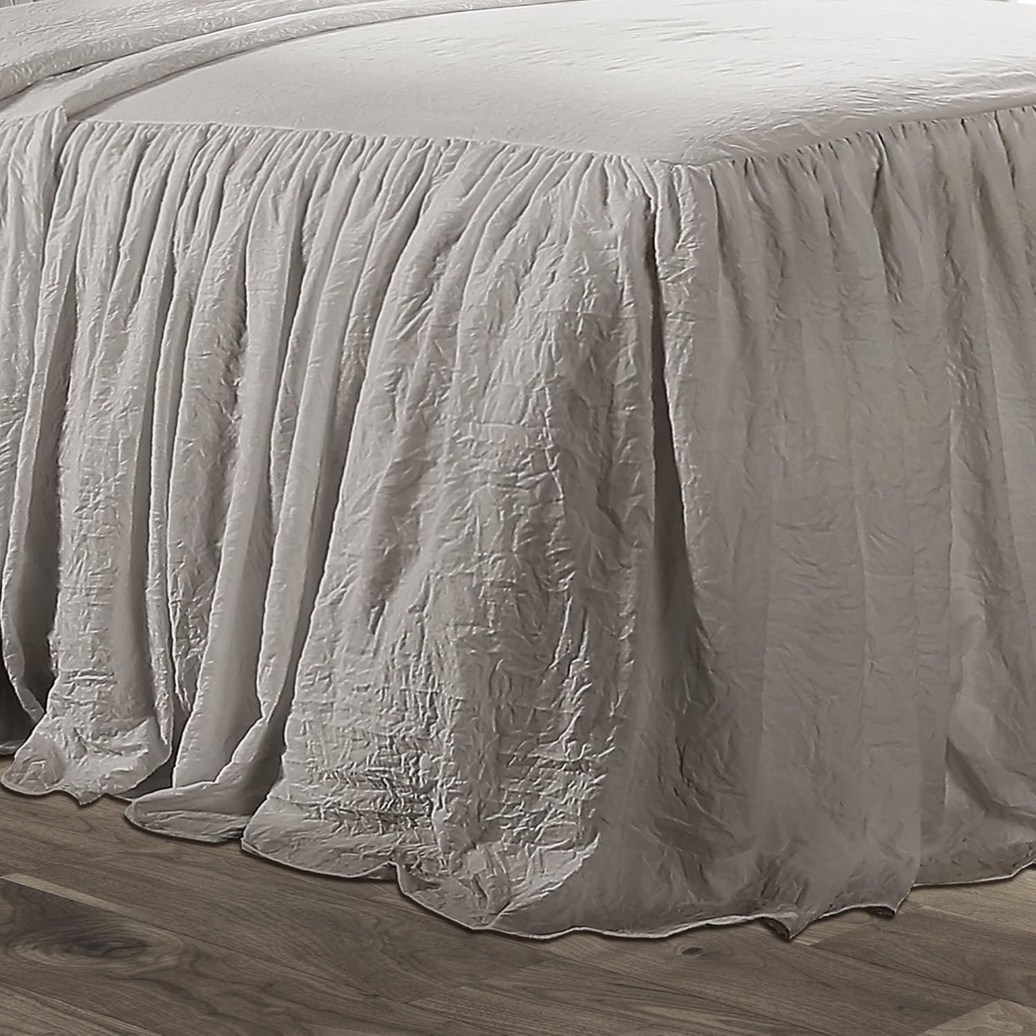 Lush Decor 3-Piece Ruffle Skirt Bedspread Set - Luxurious Farmhouse Bedding in Elegant Gray - Timeless Style with Charming Ruffle Detail - Soft, Lightweight, and Perfect for King Beds 3 1729254364 376 Lush Decor 3 Piece Ruffle Skirt Bedspread Set Luxurious Farmhouse