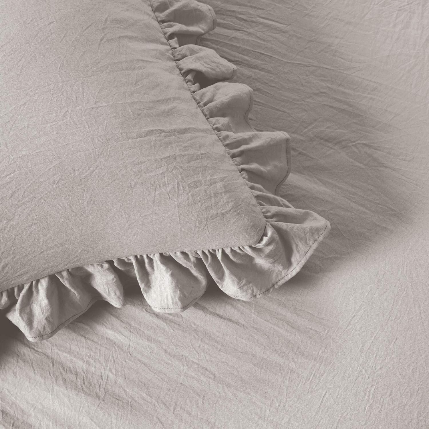 Lush Decor 3-Piece Ruffle Skirt Bedspread Set - Luxurious Farmhouse Bedding in Elegant Gray - Timeless Style with Charming Ruffle Detail - Soft, Lightweight, and Perfect for King Beds 4 1729254364 612 Lush Decor 3 Piece Ruffle Skirt Bedspread Set Luxurious Farmhouse