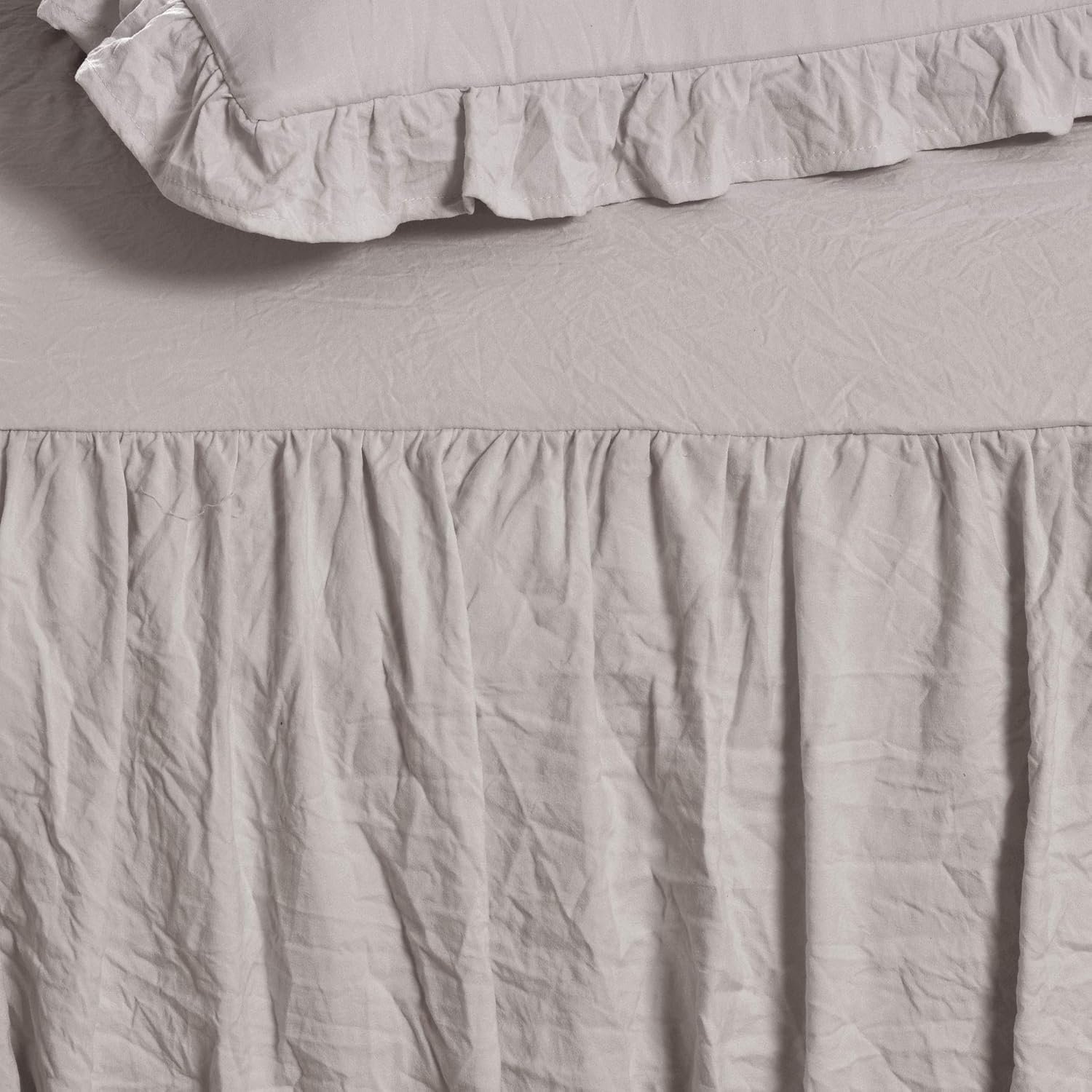 Lush Decor 3-Piece Ruffle Skirt Bedspread Set - Luxurious Farmhouse Bedding in Elegant Gray - Timeless Style with Charming Ruffle Detail - Soft, Lightweight, and Perfect for King Beds 6 1729254364 859 Lush Decor 3 Piece Ruffle Skirt Bedspread Set Luxurious Farmhouse