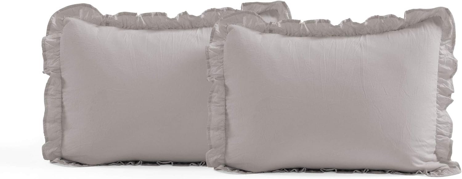 Lush Decor 3-Piece Ruffle Skirt Bedspread Set - Luxurious Farmhouse Bedding in Elegant Gray - Timeless Style with Charming Ruffle Detail - Soft, Lightweight, and Perfect for King Beds 7 1729254364 890 Lush Decor 3 Piece Ruffle Skirt Bedspread Set Luxurious Farmhouse