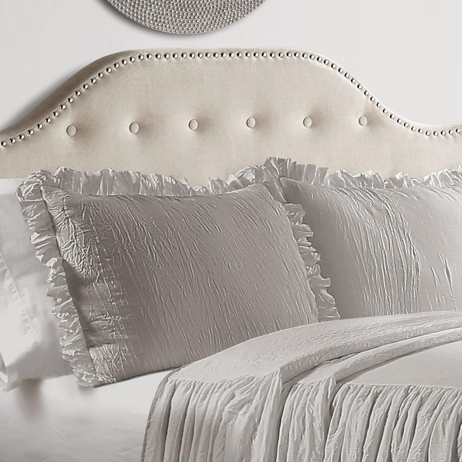 Lush Decor 3-Piece Ruffle Skirt Bedspread Set - Luxurious Farmhouse Bedding in Elegant Gray - Timeless Style with Charming Ruffle Detail - Soft, Lightweight, and Perfect for King Beds 2 1729254364 99 Lush Decor 3 Piece Ruffle Skirt Bedspread Set Luxurious Farmhouse