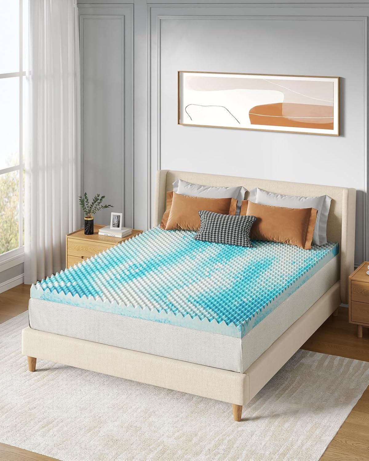 1729277824 589 PERLECARE 3 Inch Queen Memory Foam Mattress Topper Gel Infused Ventilated