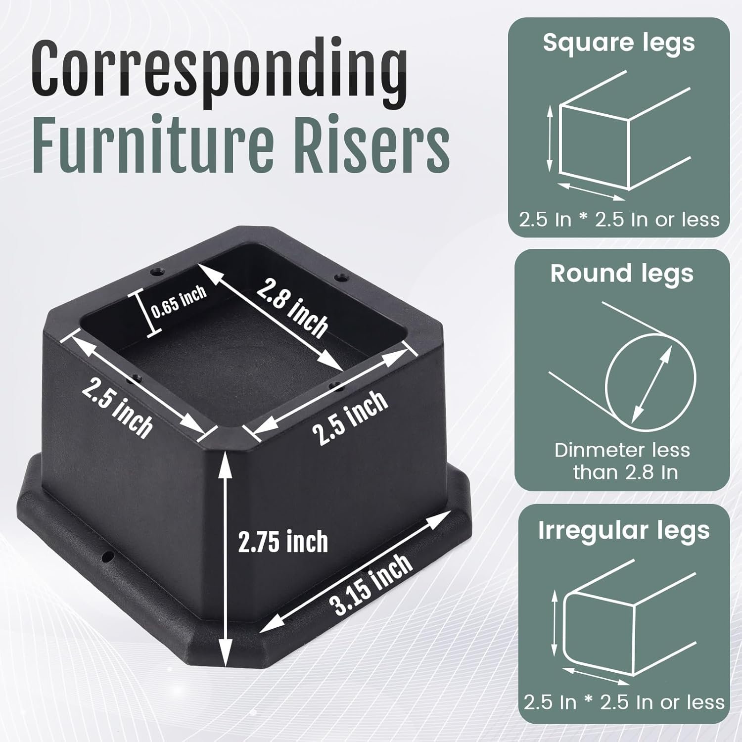 1729285148 16 BTSD Home 2 Inch Adjustable Heavy Duty Furniture Risers Bed Table Desk