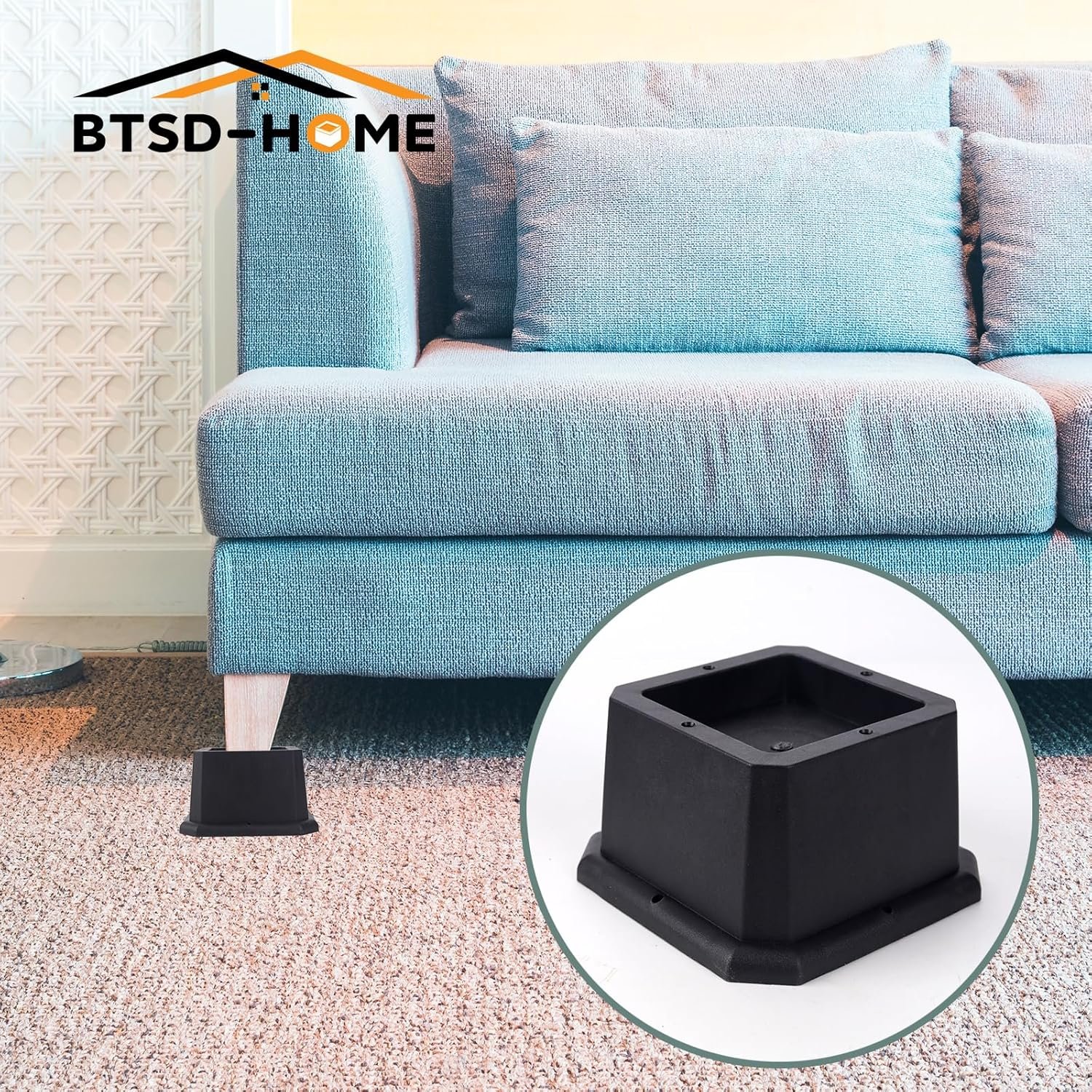 1729285149 603 BTSD Home 2 Inch Adjustable Heavy Duty Furniture Risers Bed Table Desk