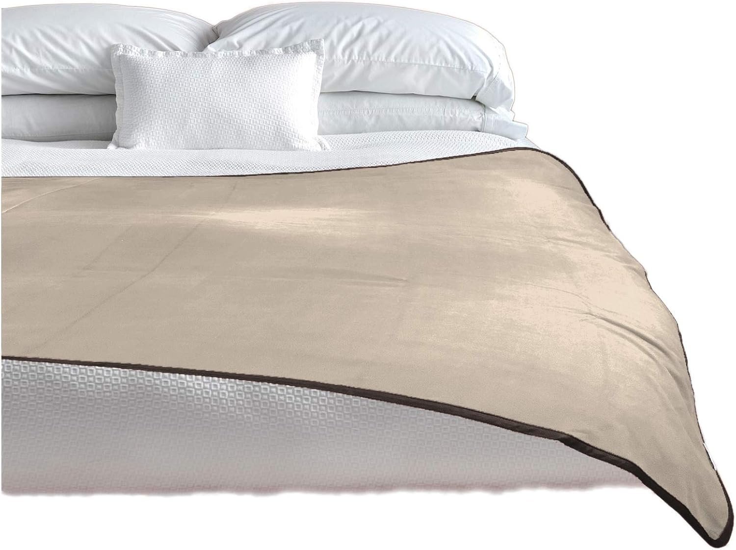 1729292395 309 Ultra Soft 100 Waterproof Blanket for Couples Reversible BrownBeige Love