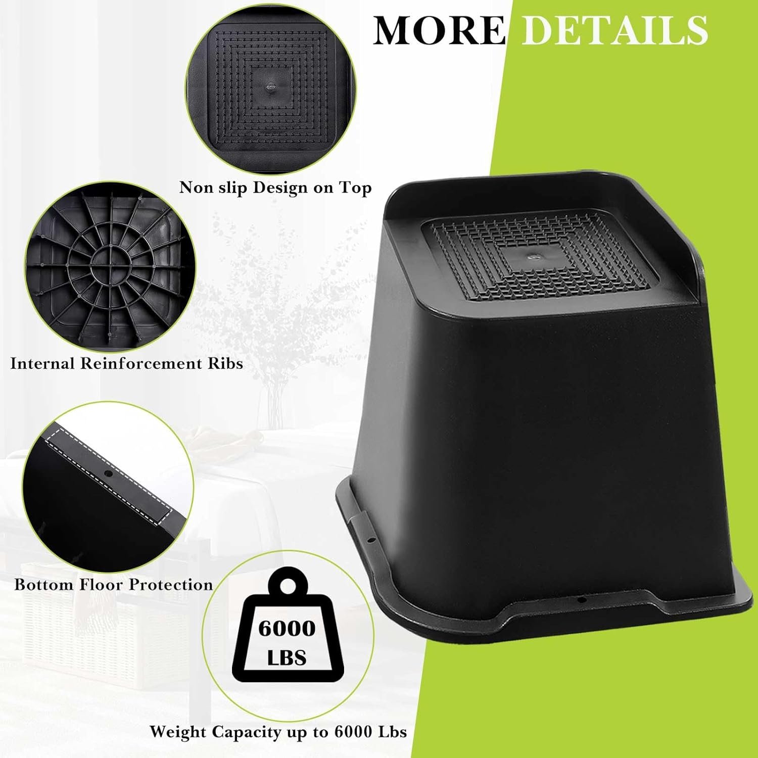 1729299850 410 Heavy Duty Bed Risers 1 to 8 Inch Sizes for Furniture