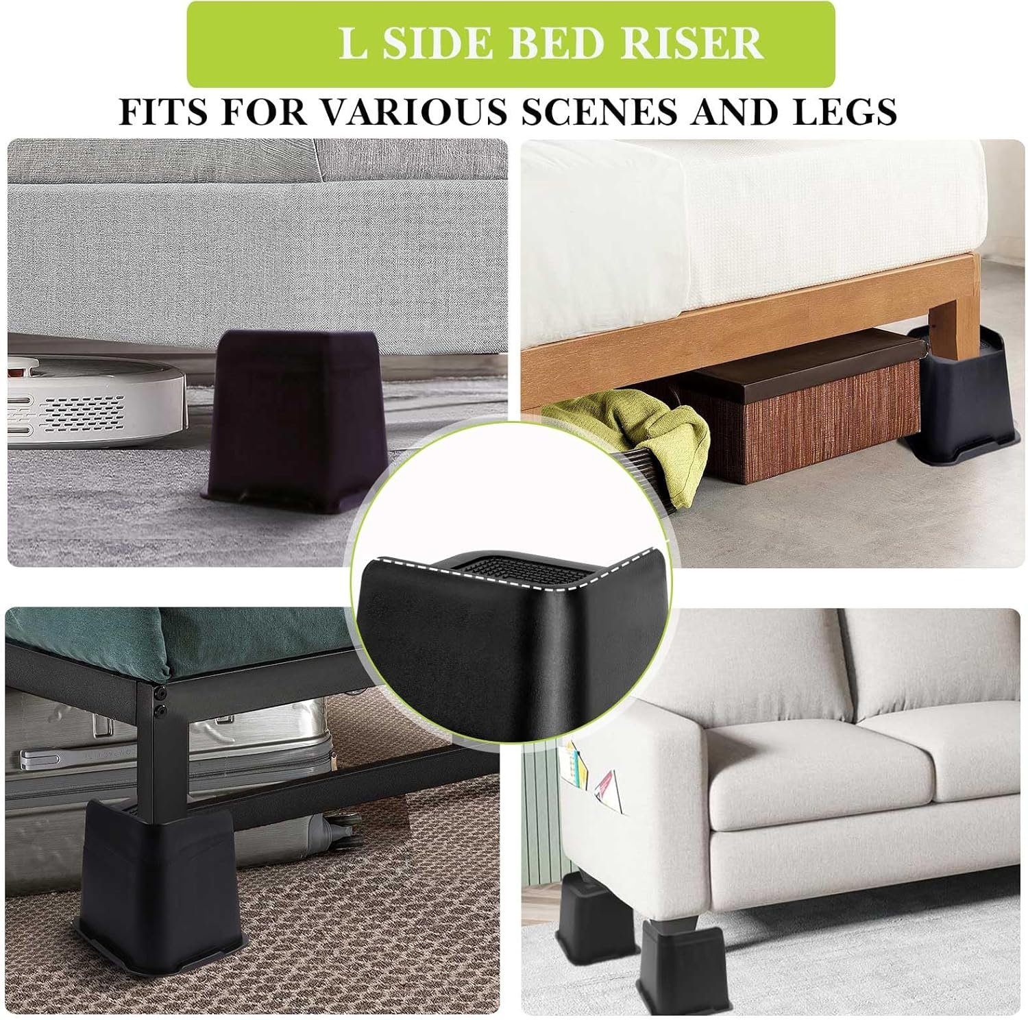 1729299850 468 Heavy Duty Bed Risers 1 to 8 Inch Sizes for Furniture