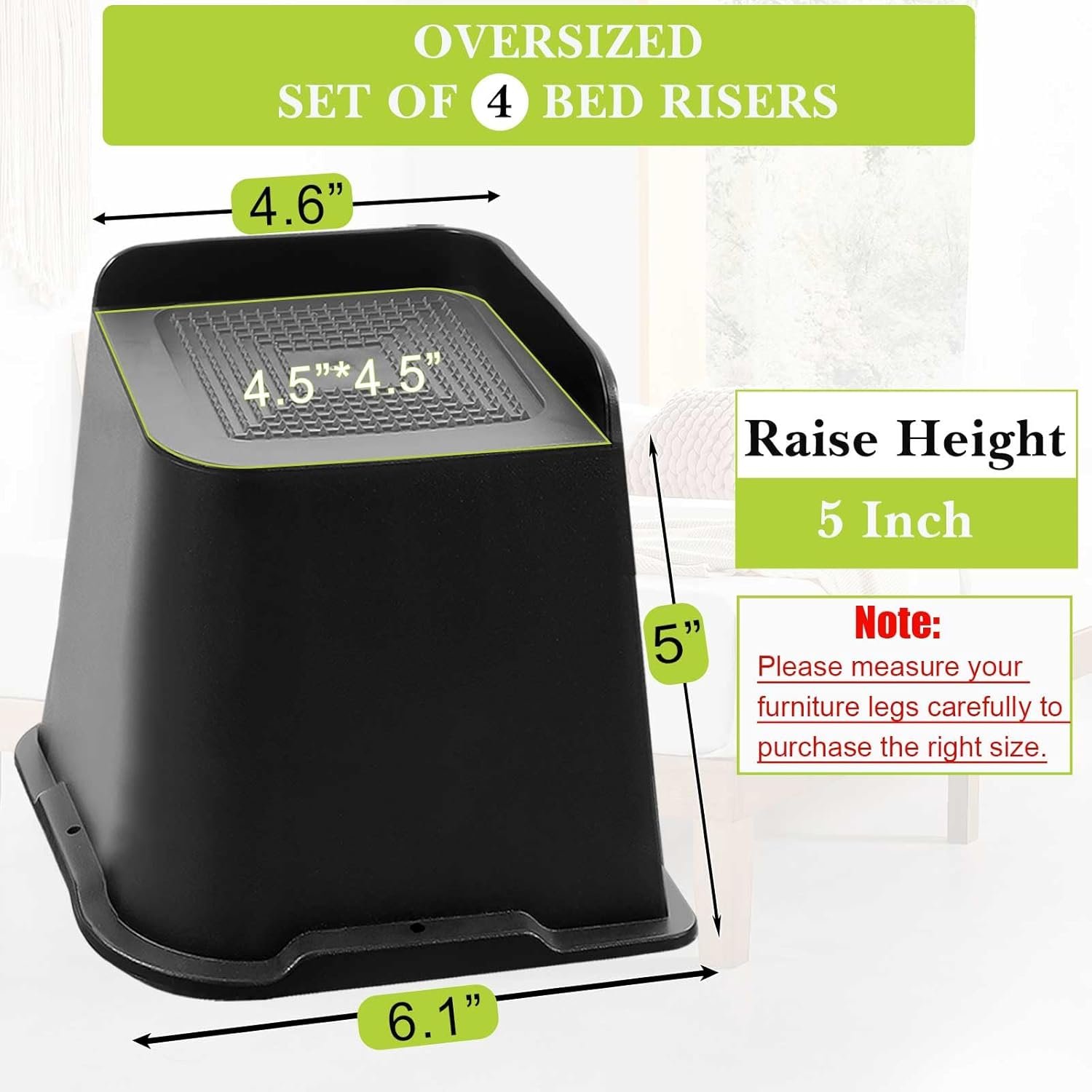 1729299850 91 Heavy Duty Bed Risers 1 to 8 Inch Sizes for Furniture