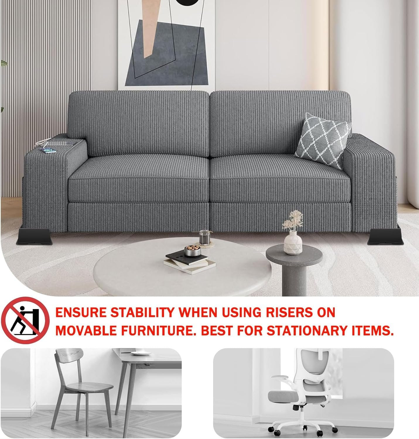 1729314462 373 Heavy Duty 2 Inch Bed Risers – Oversized Furniture Elevators for Sofa