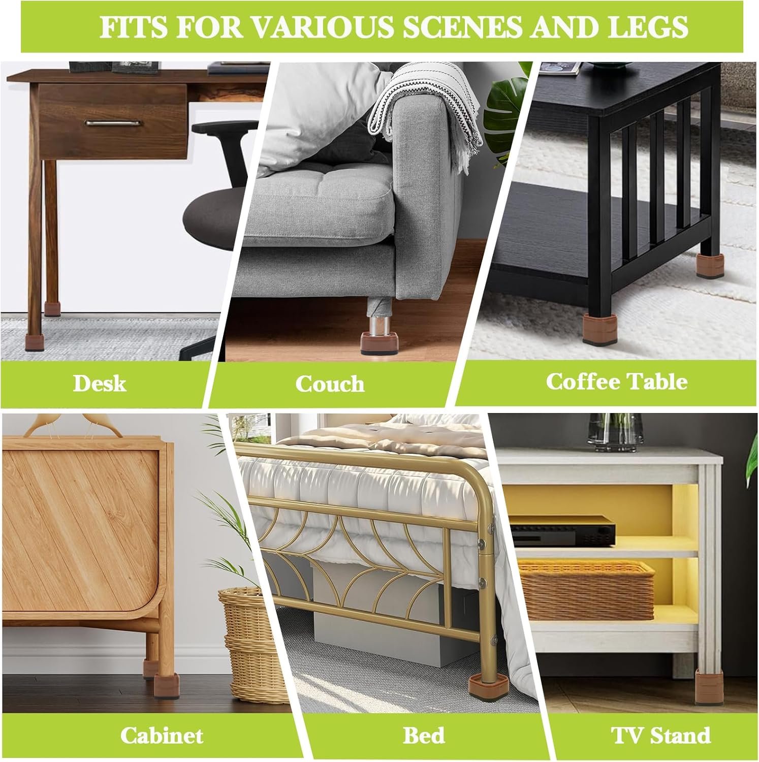 1729321787 326 Adjustable 6 Pack Heavy Duty Furniture Risers 1 Inch Square Bed Desk