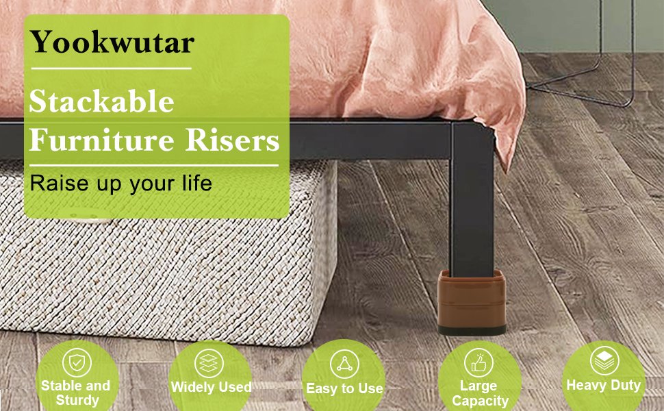 Yookwutar Stackable Furniture Risers Raise up your life Widely Used Large Capacity Sturdy