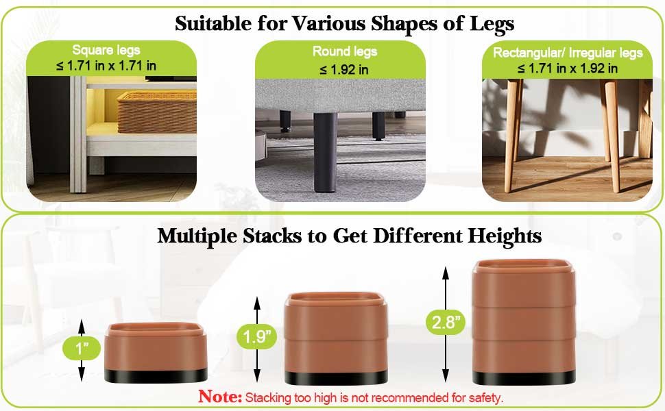 Suitable for Various Shapes of Legs Multiple Stacks to Get Different Heights