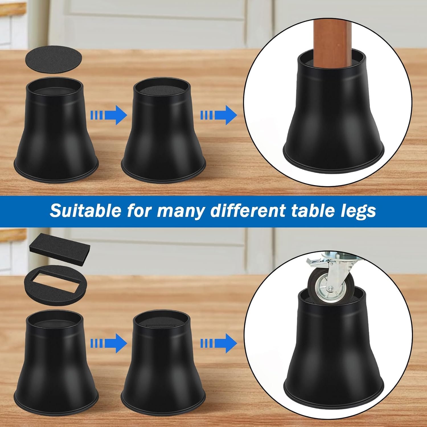 1729352986 818 Heavy Duty 6 Inch Bed Risers – Round Furniture Elevators for Beds