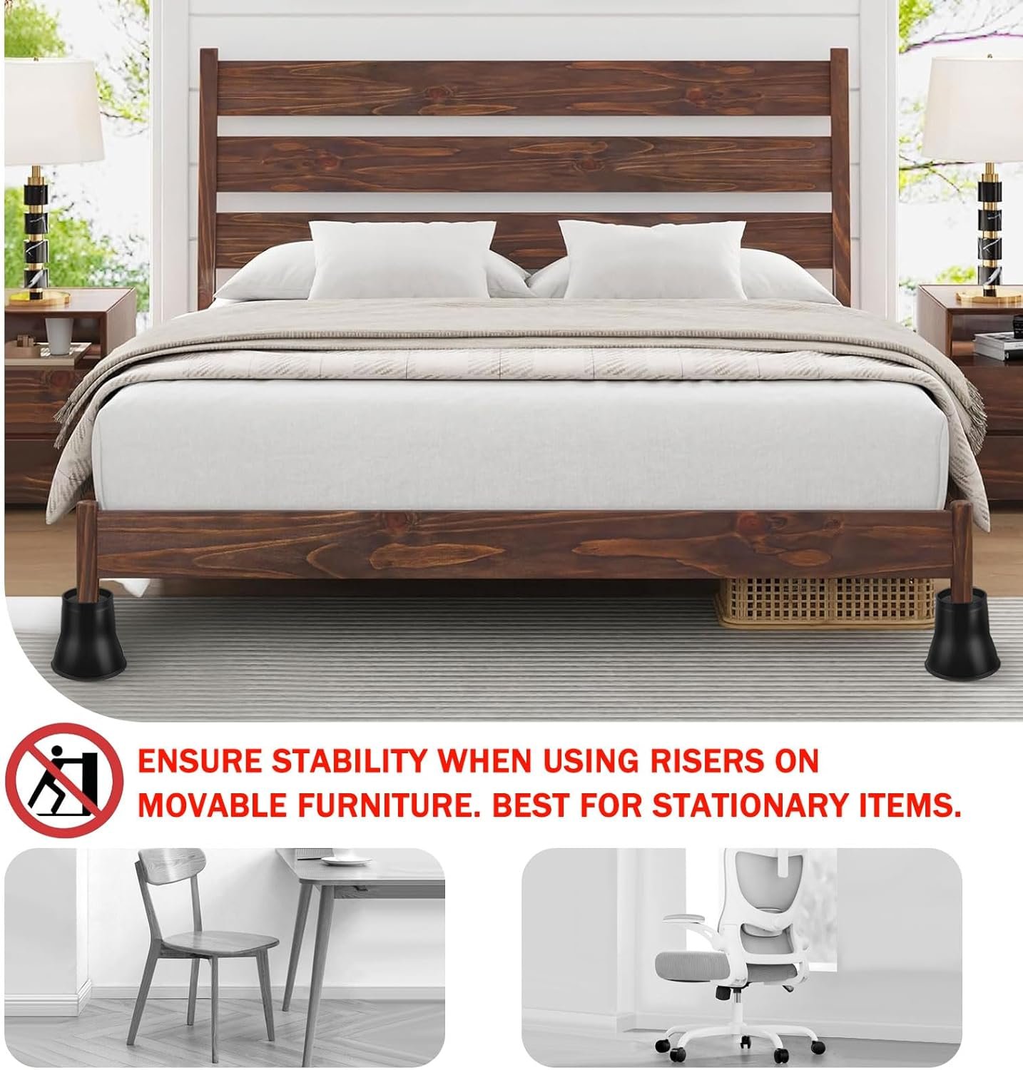 1729352987 135 Heavy Duty 6 Inch Bed Risers – Round Furniture Elevators for Beds