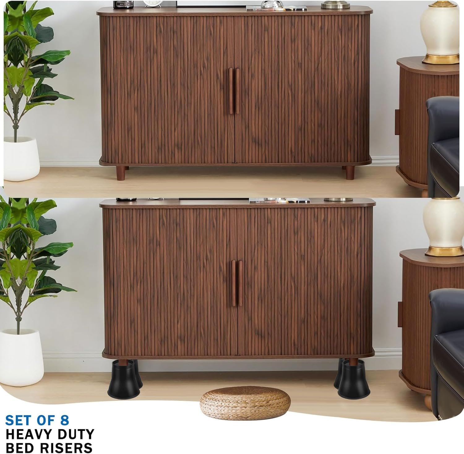 1729352987 15 Heavy Duty 6 Inch Bed Risers – Round Furniture Elevators for Beds