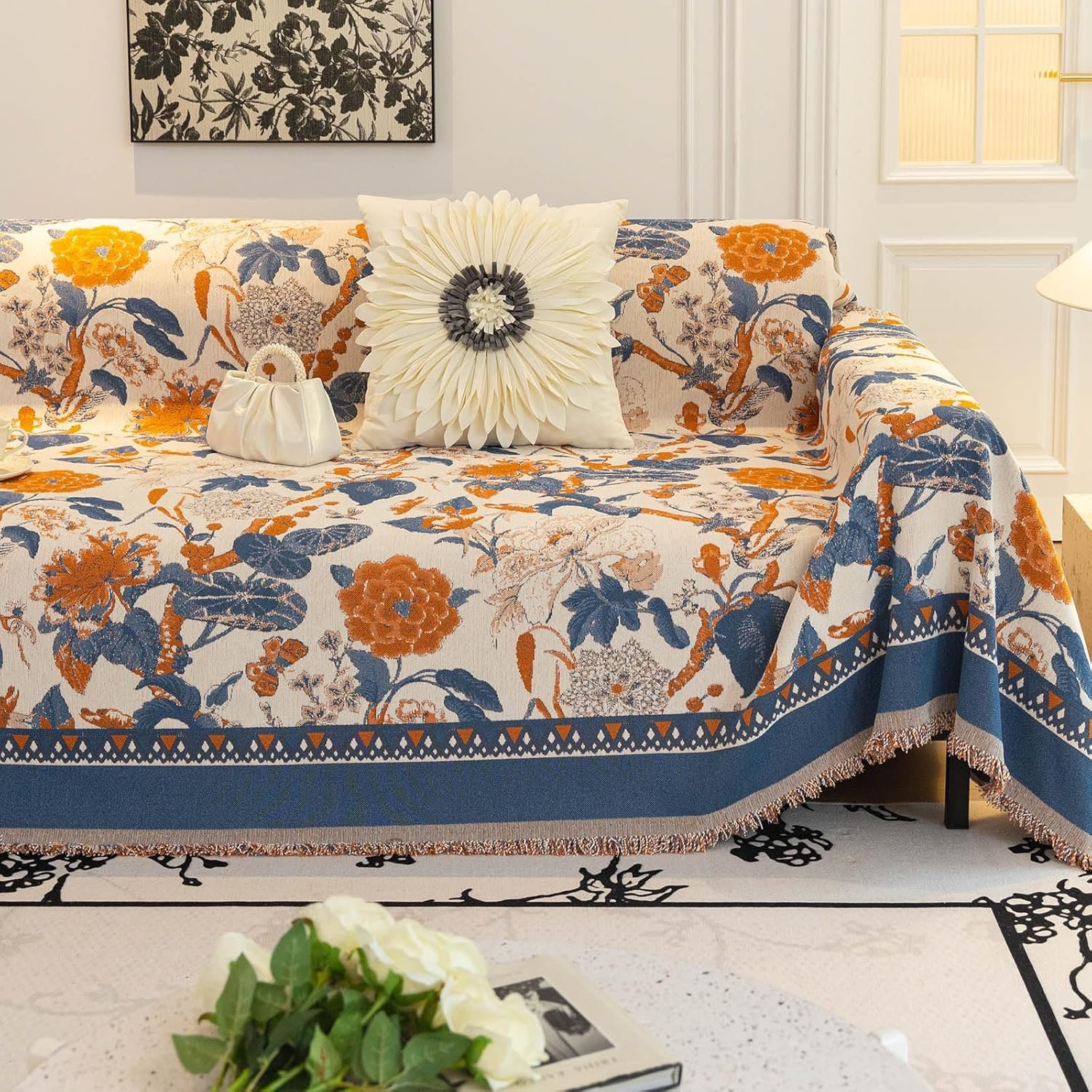 1729368218 156 DREAMINGO Farmhouse Sofa Covers for 3 Seat Couches French Jacquard