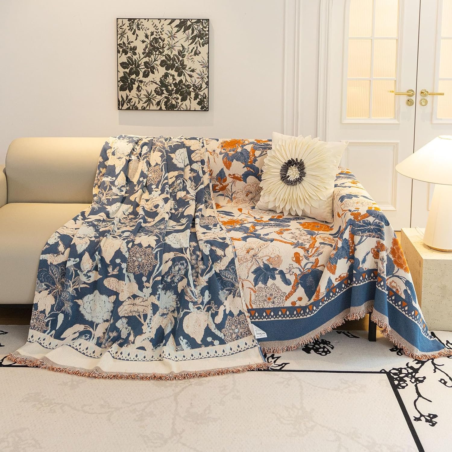 1729368219 39 DREAMINGO Farmhouse Sofa Covers for 3 Seat Couches French Jacquard