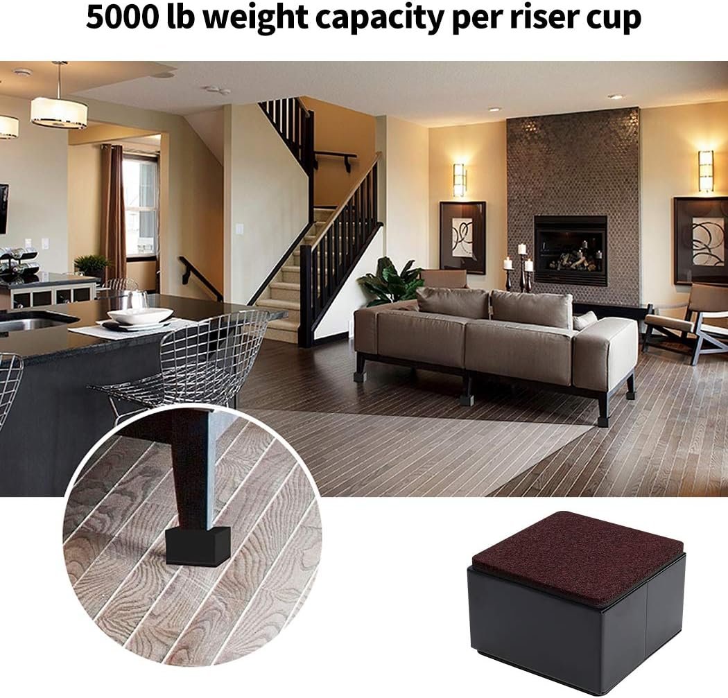 1729375571 432 Ezprotekt 2 Inch Heavy Duty Bed and Furniture Risers Square Risers