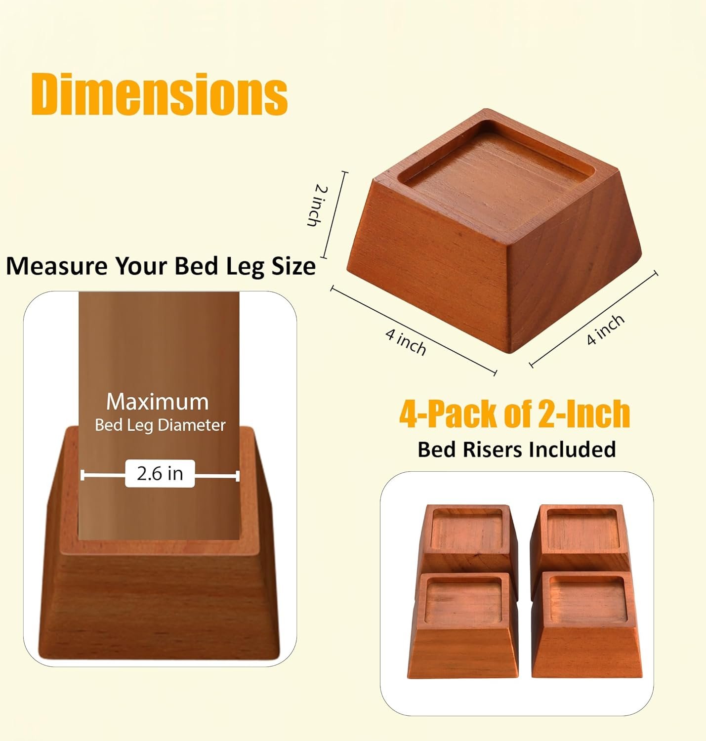 1729382895 809 Premium 2 Inch Heavy Duty Pine Wood Furniture Risers – Supports Up