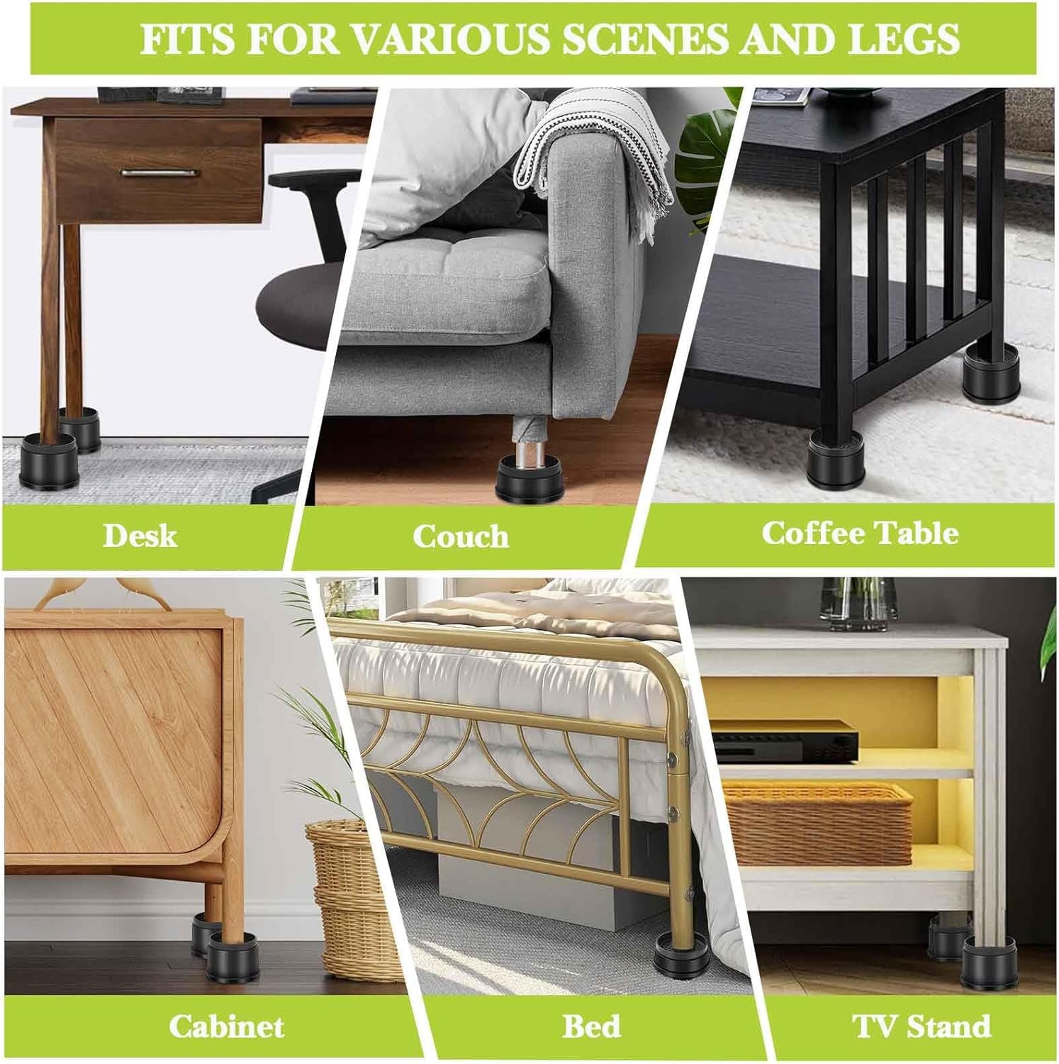 1729390192 483 Adjustable 6 Pack Furniture Risers 1 Inch Heavy Duty Bed Risers