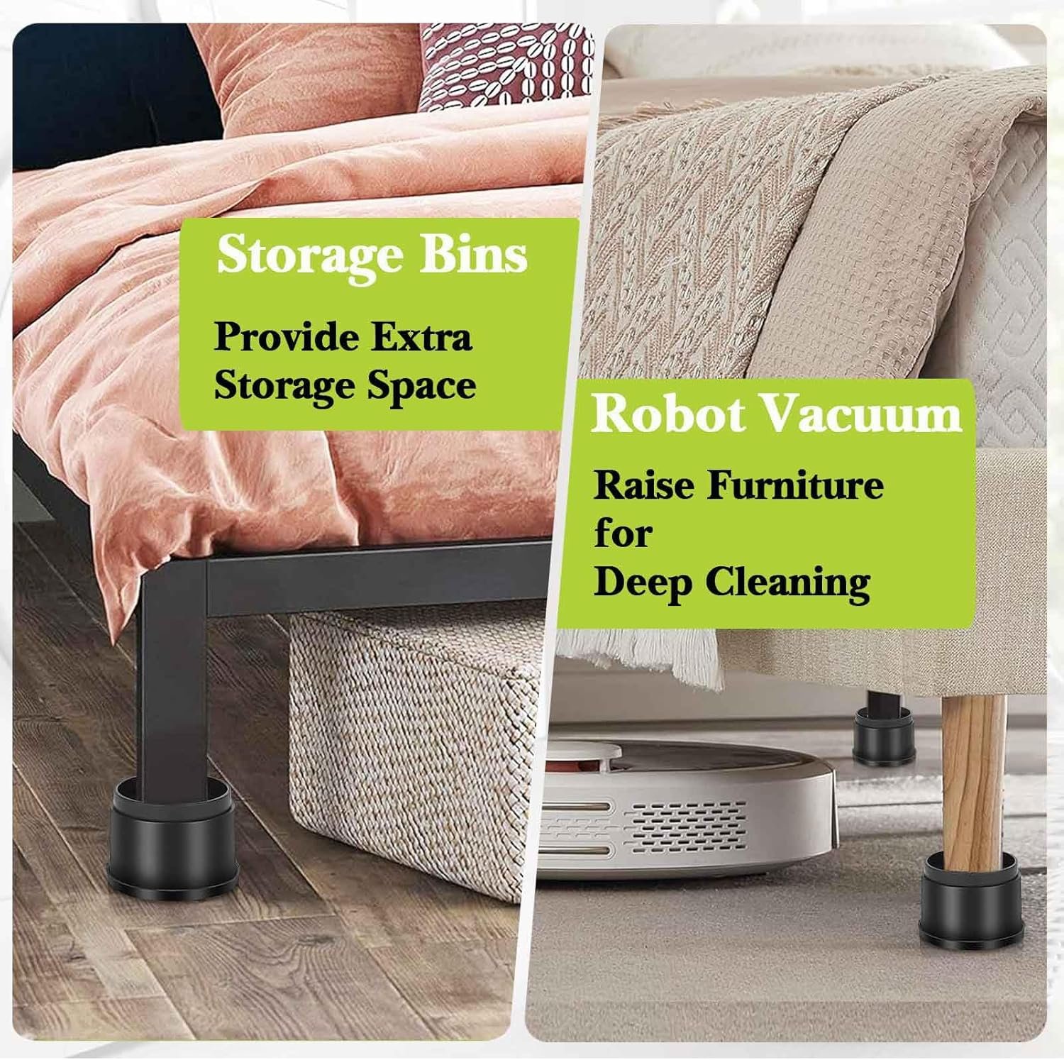 1729390192 983 Adjustable 6 Pack Furniture Risers 1 Inch Heavy Duty Bed Risers
