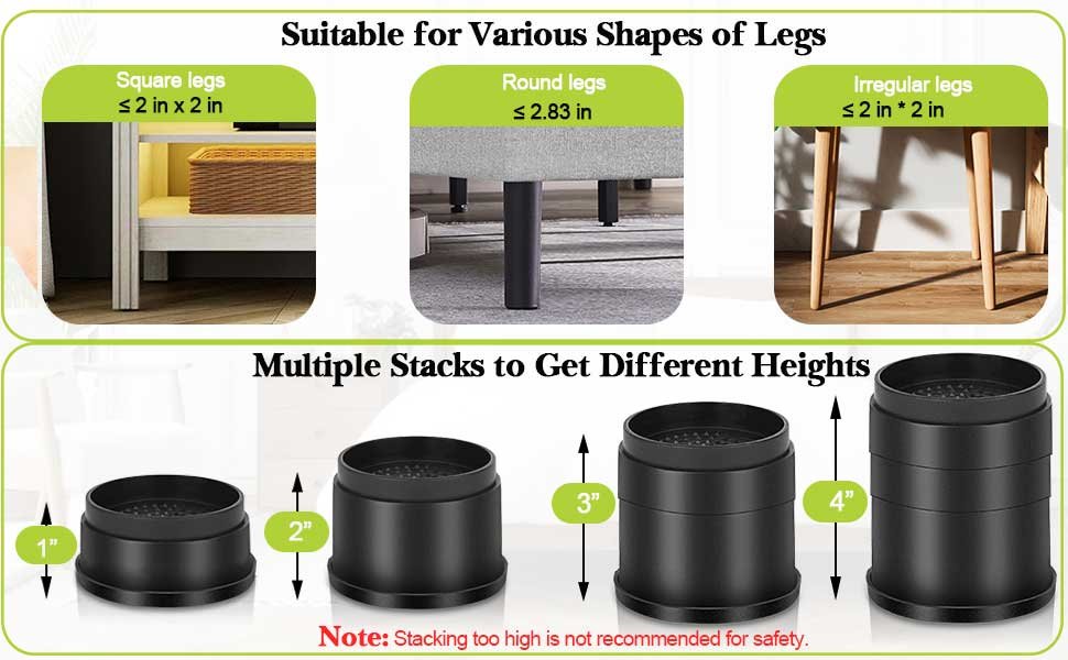 Suitable for Various Shapes of Legs Multiple Stacks to Get Different Heights