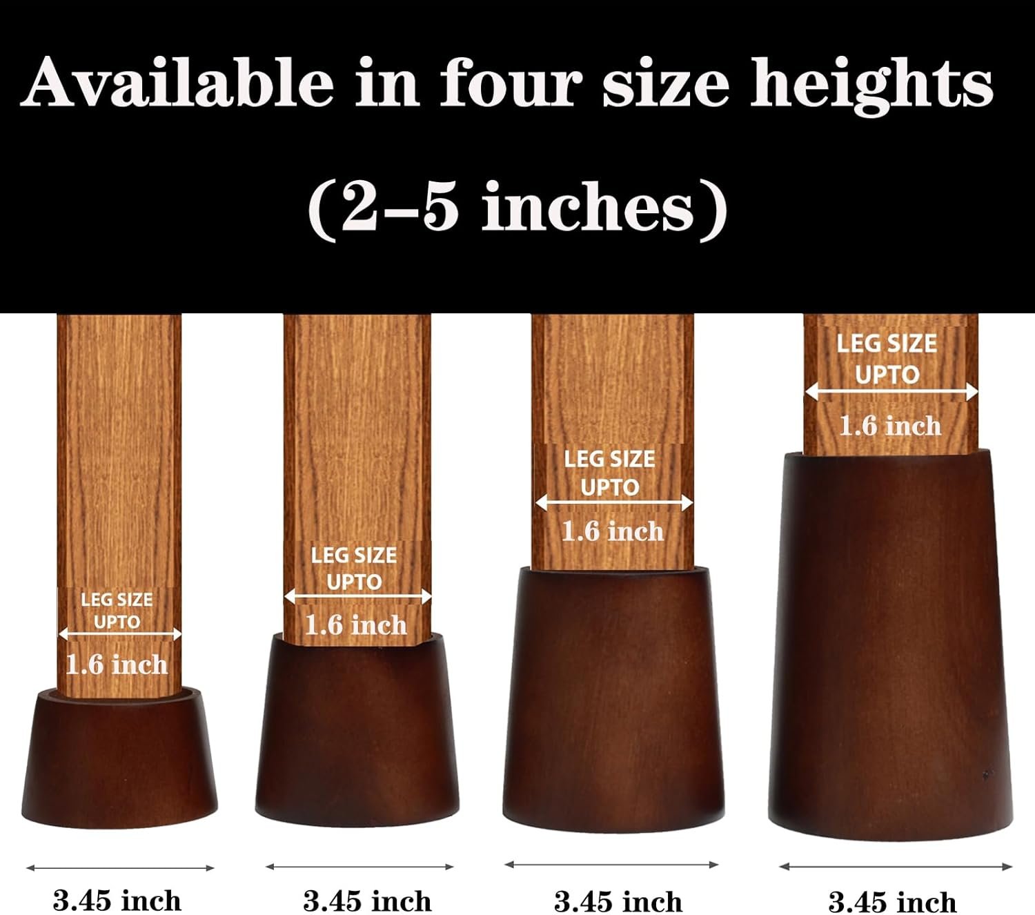 1729412693 243 Set of 4 Heavy Duty 4 Inch Wooden Bed Risers Tapered