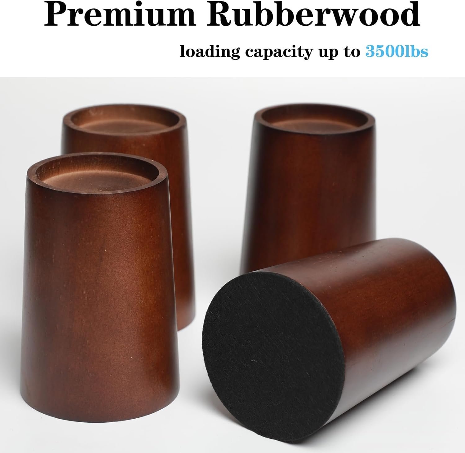 1729412694 629 Set of 4 Heavy Duty 4 Inch Wooden Bed Risers Tapered