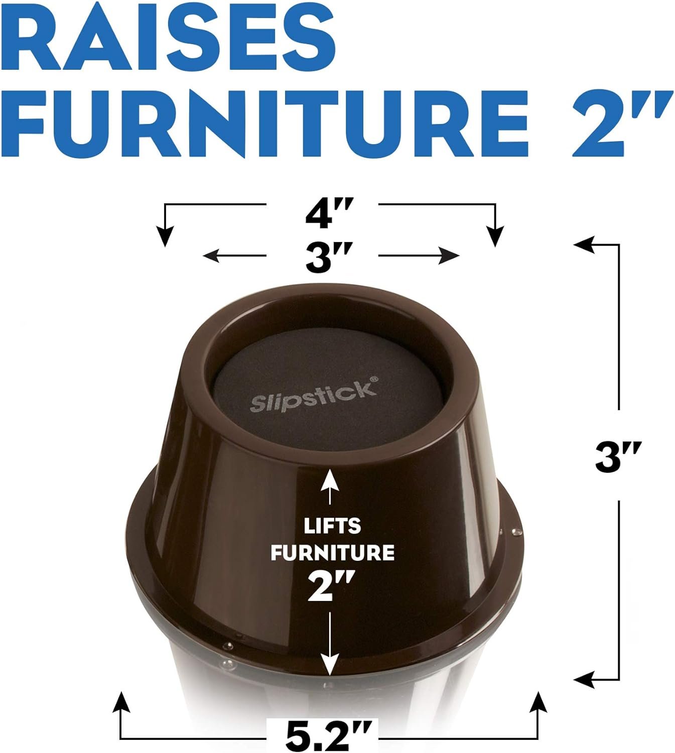 Slipstick CB654 2-Inch Furniture and Bed Risers - Elevate Heavy Furniture with 2" Height Increase (Set of 4) Supports Up to 2,000 lbs, Chocolate/Dark Brown 3 1729427356 20 Slipstick CB654 2 Inch Furniture and Bed Risers Elevate Heavy