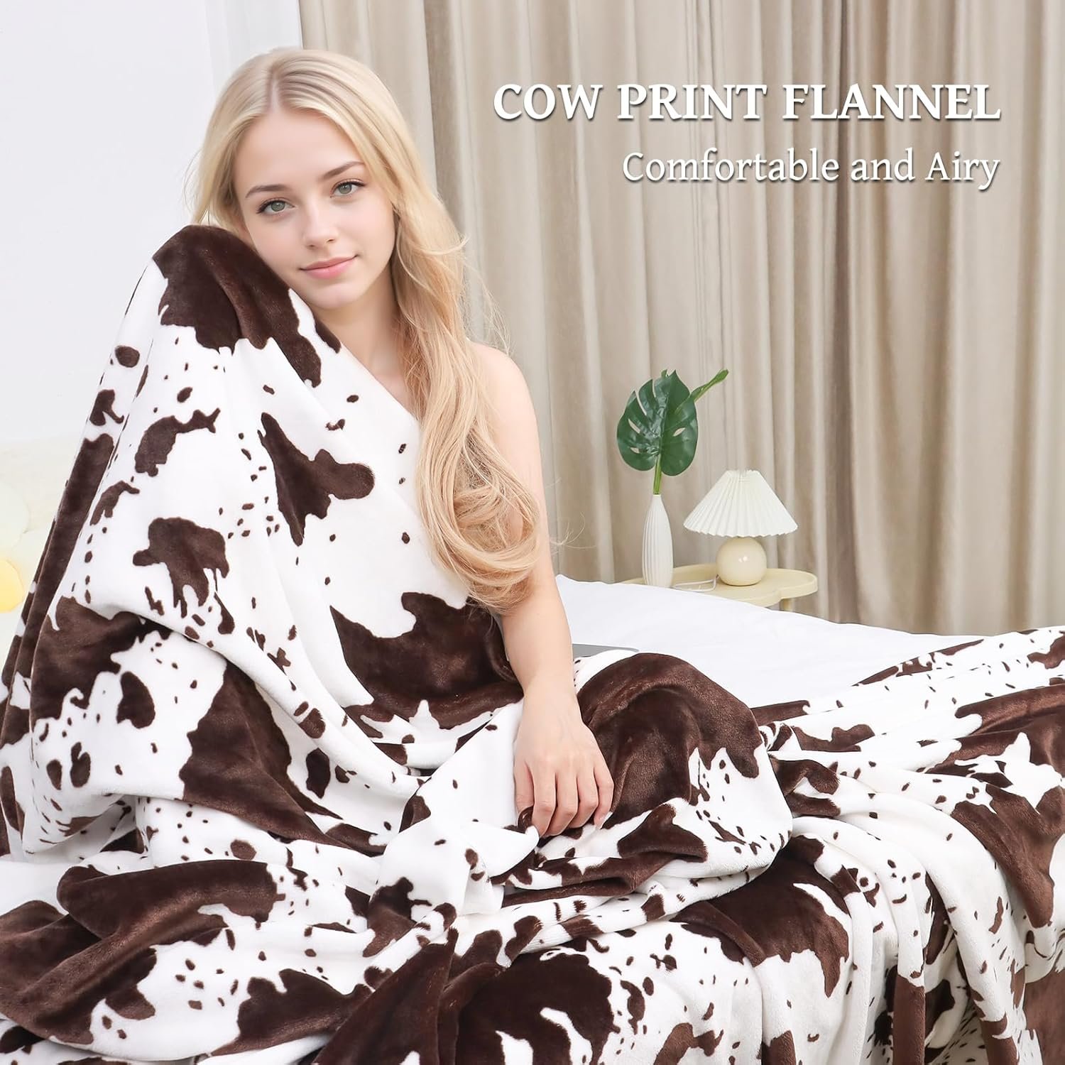 1729471839 153 Cow Print Plush Flannel Fleece Throw Blanket – Soft Warm