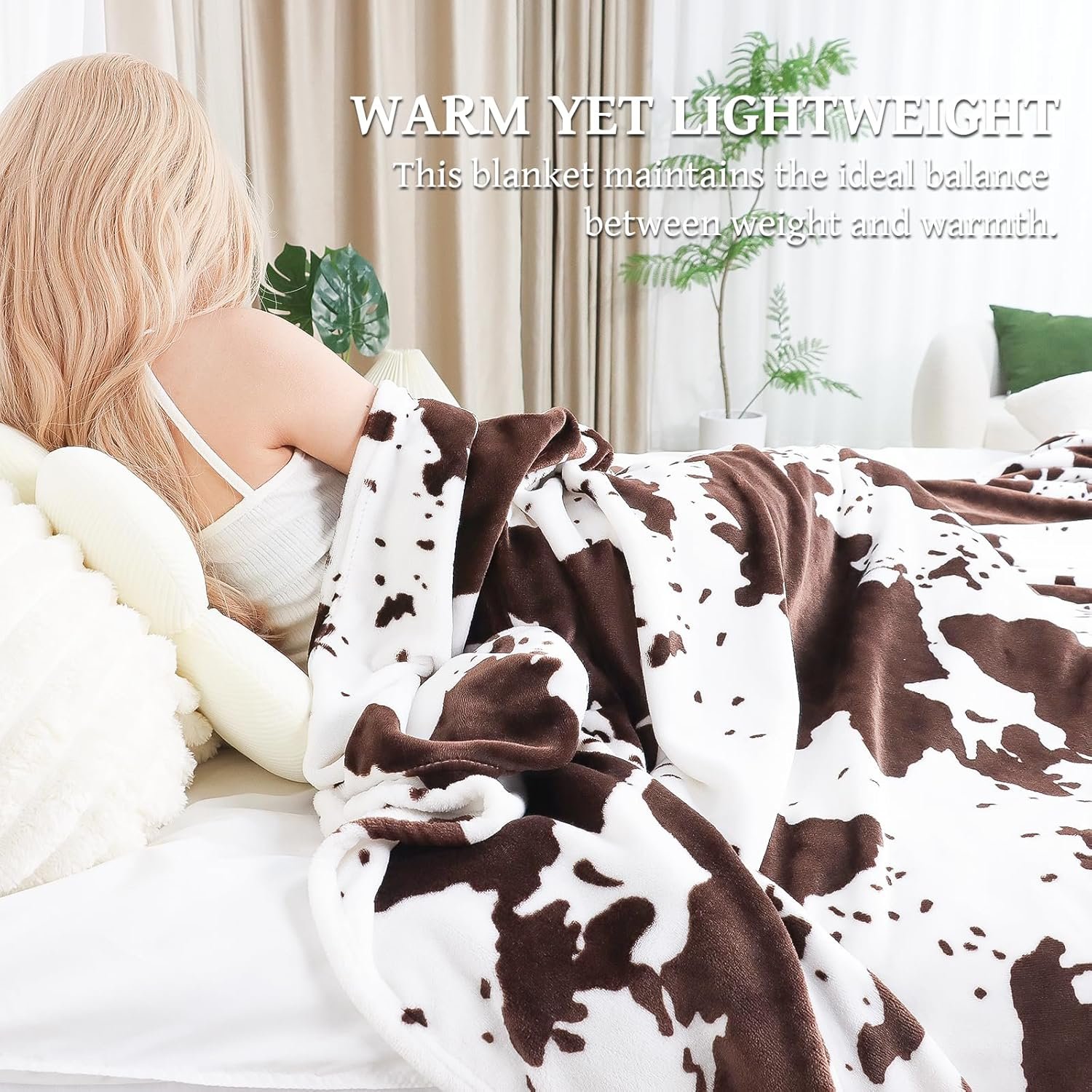 1729471839 246 Cow Print Plush Flannel Fleece Throw Blanket – Soft Warm
