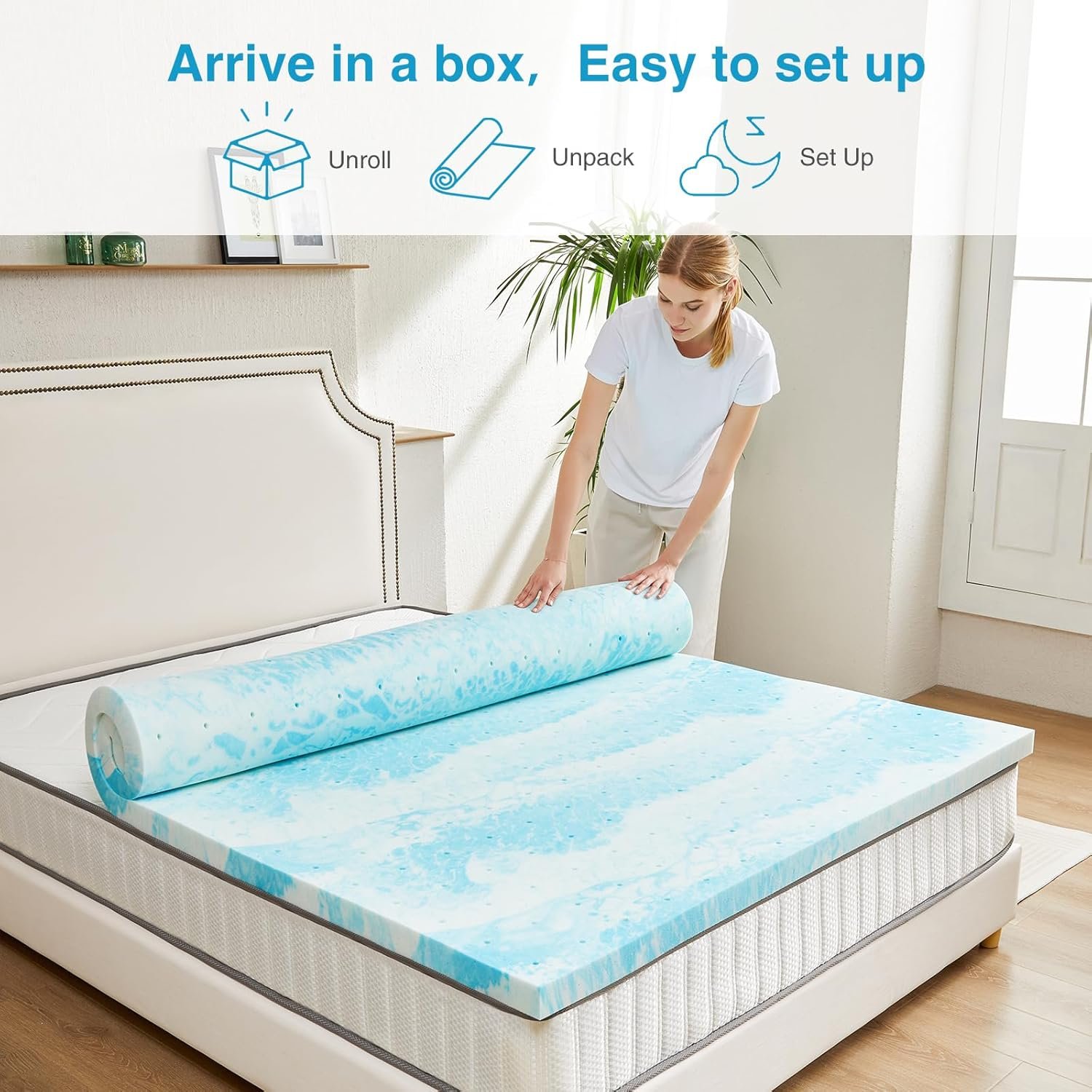 1729479496 94 Cooling Gel Memory Foam Mattress Topper Full Size 3 Inch