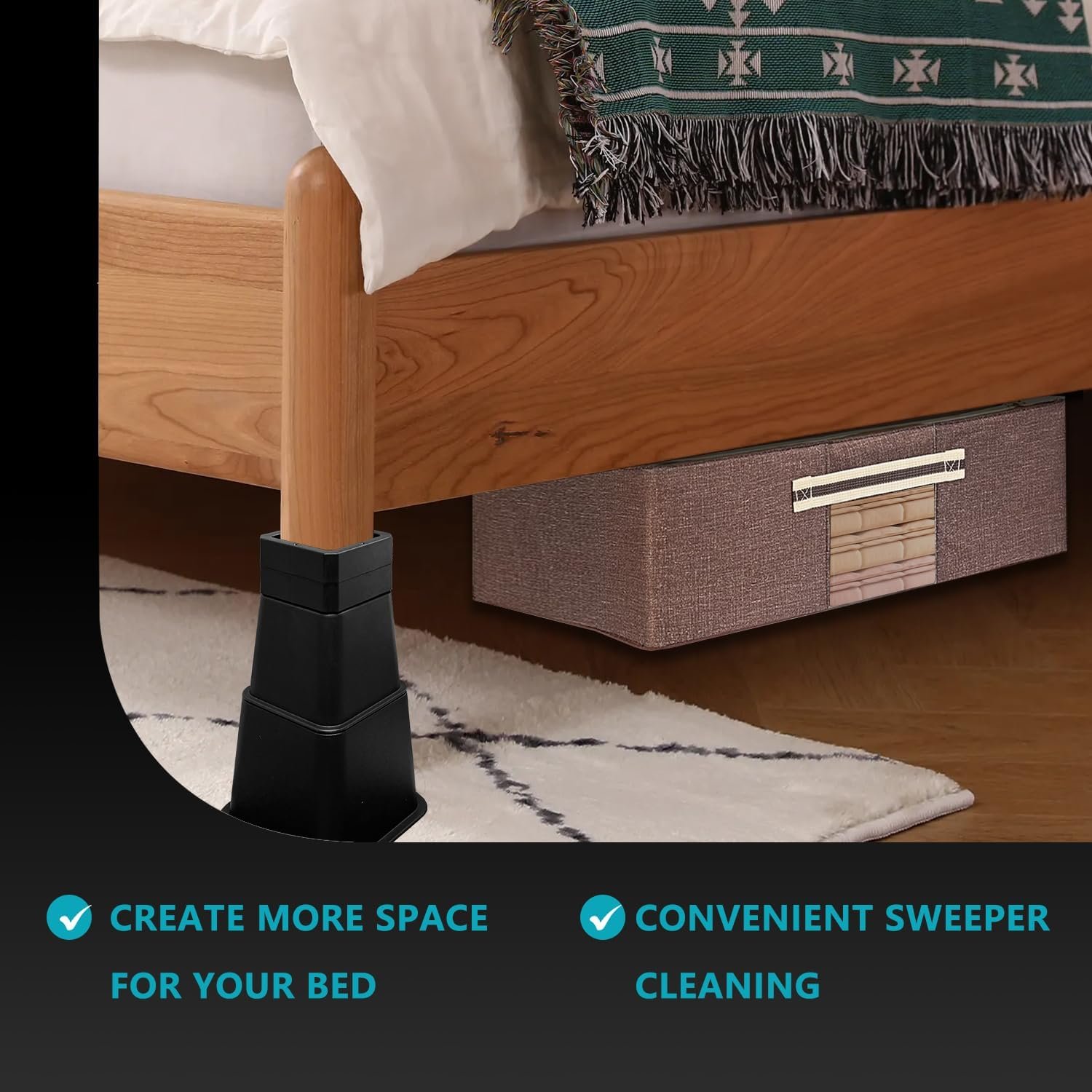 1729510119 743 Heavy Duty Adjustable Bed Risers 1 to 12 Inch Options for